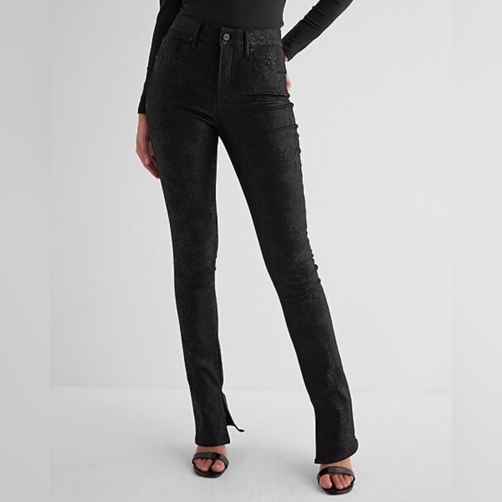 Express “Skyscraper Mid Rise” Pants – Women’s 2R (Black, Wax-Coated Finish) NWT